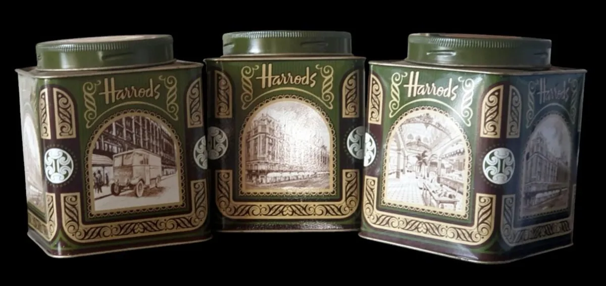 Set of 3 Vintage Harrods Knightsbridge Tea Tins - Image 2