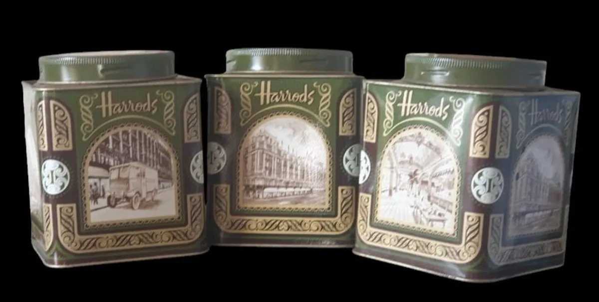 Set of 3 Vintage Harrods Knightsbridge Tea Tins - Image 3