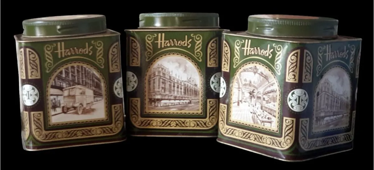 Set of 3 Vintage Harrods Knightsbridge Tea Tins - Image 4