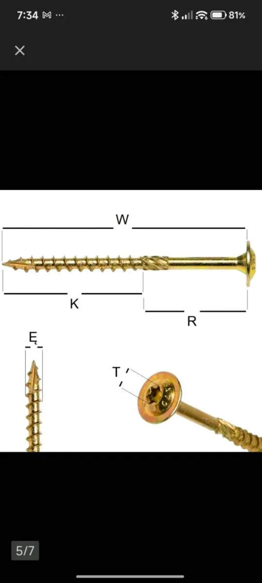 CARPENTRY SCREWS 8X260 FOR WOOD RAFTER DISC WASHER - Image 3