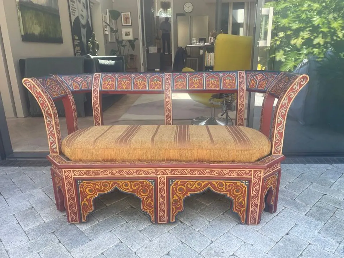Hand painted  20 century Moroccan bench - Image 1