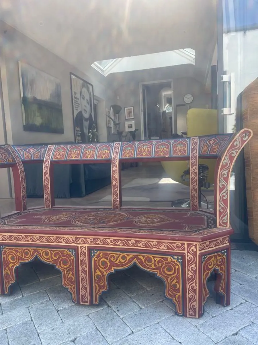 Hand painted  20 century Moroccan bench - Image 2
