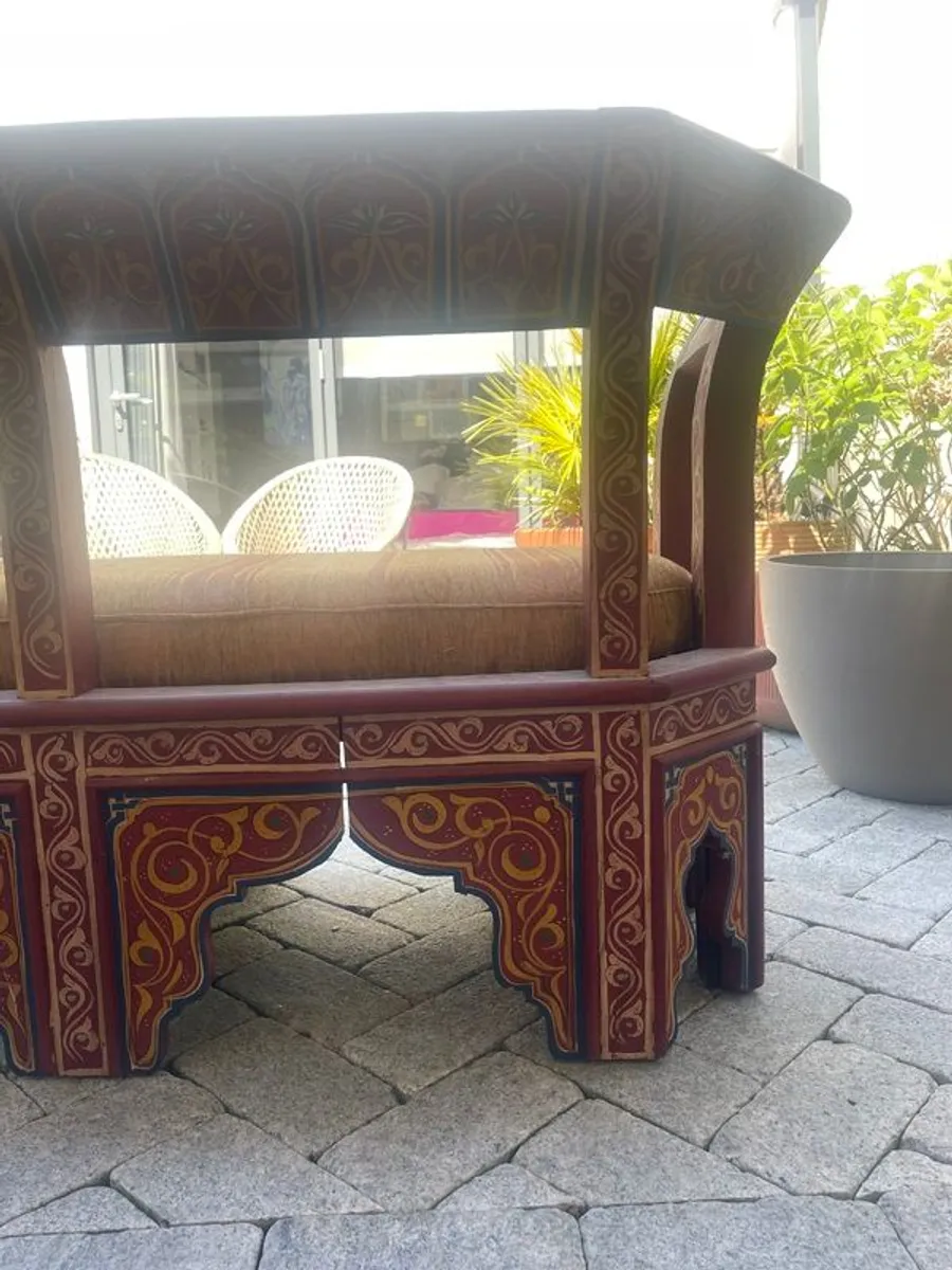 Hand painted  20 century Moroccan bench - Image 3