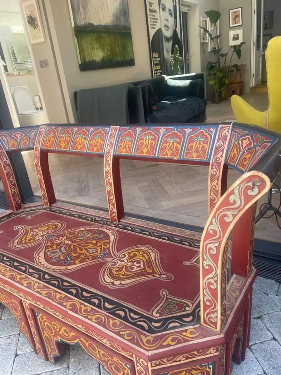 Hand painted  20 century Moroccan bench - Image 4