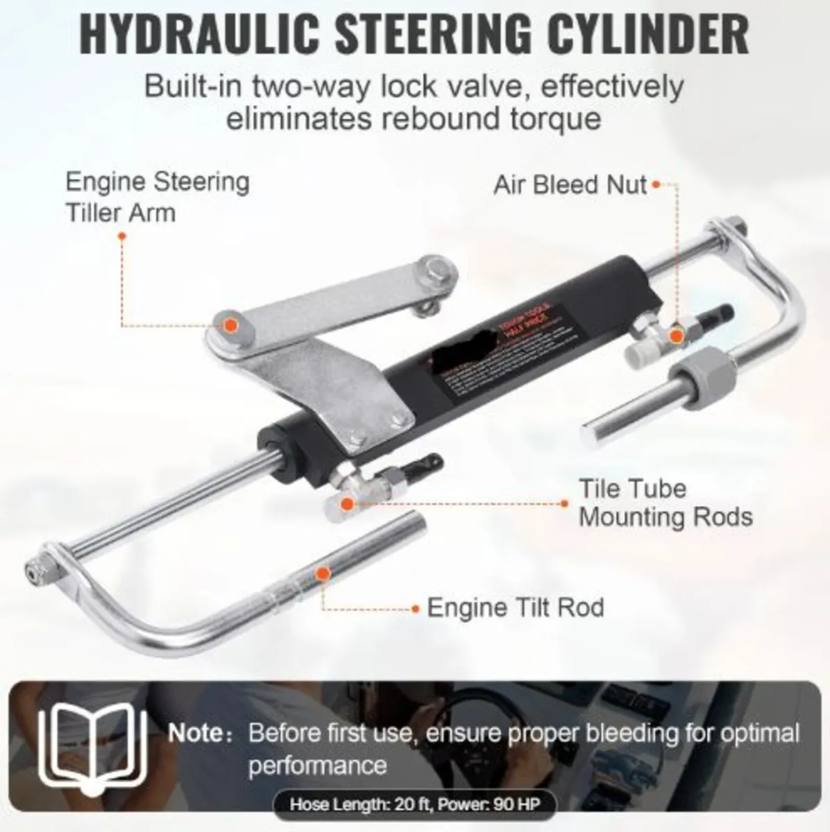 Hydraulic Outboard Steering Kit, Marine Boat - Image 3