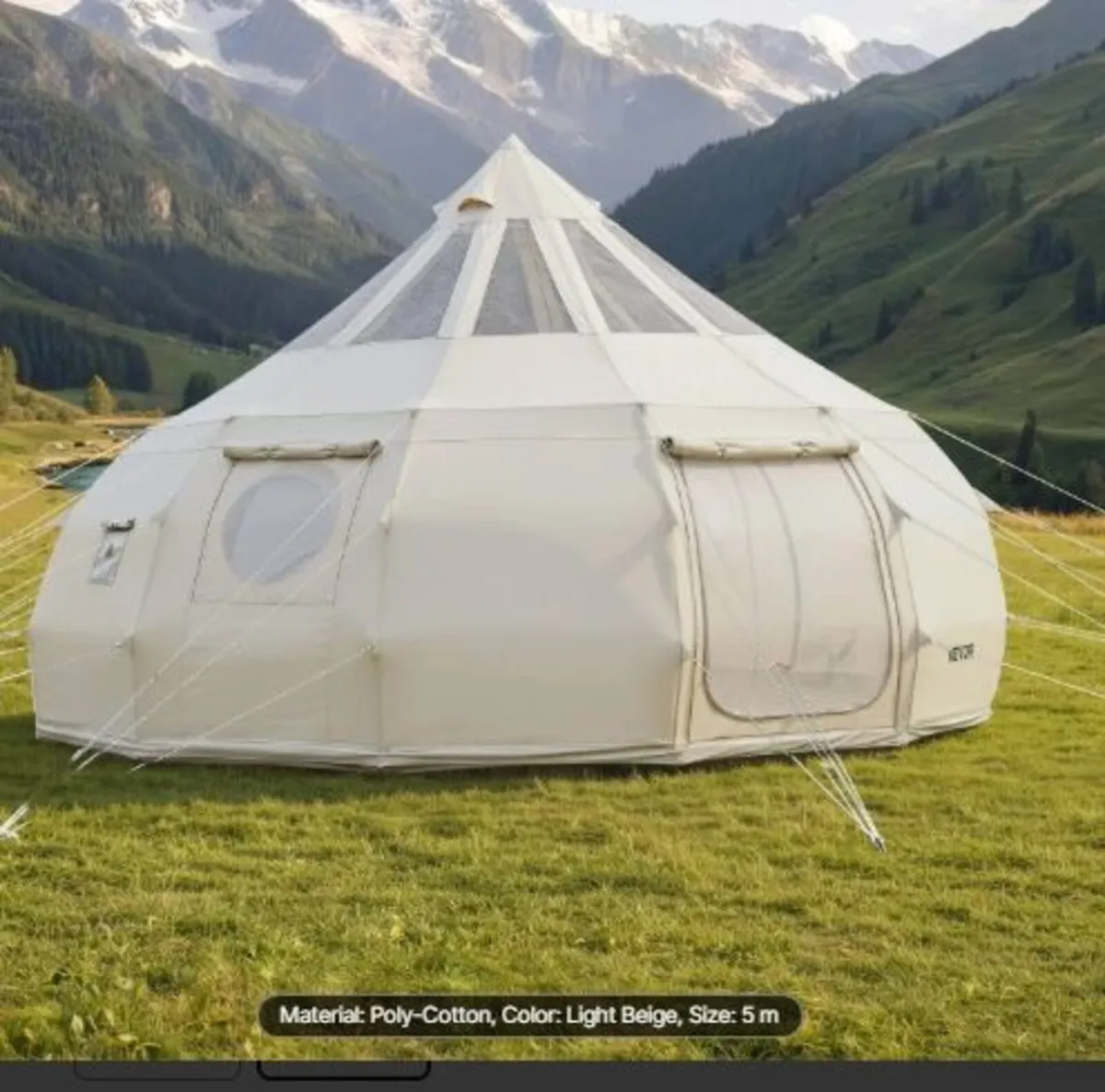 Canvas Bell Tent, 4 Seasons 5 m Yurt Tent for Camp - Image 1