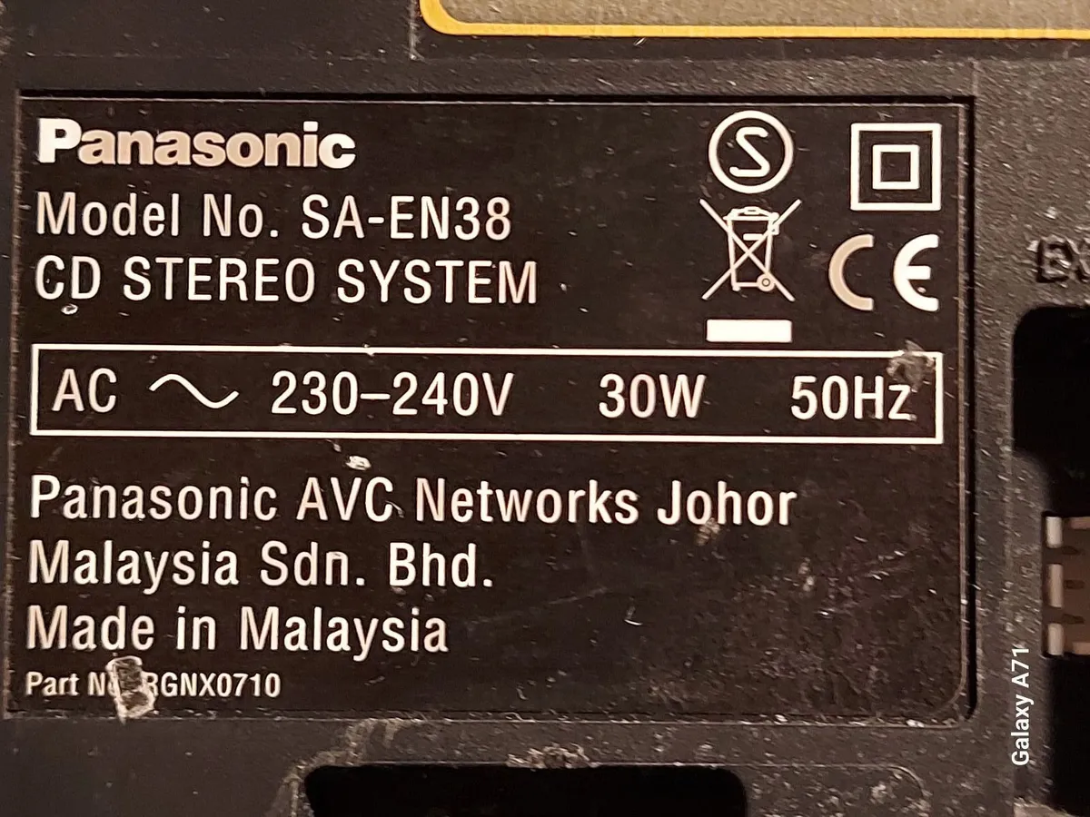 Panasonic SA-EN38 STEREO SYSTEM Radio CD USB iPod - Image 2