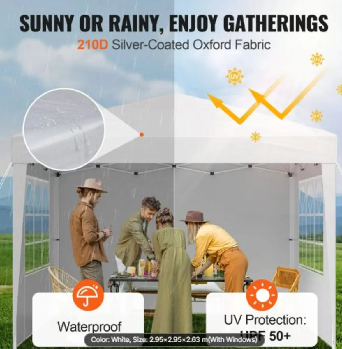 Pop Up Canopy,2.95 x2.95 m Instant Canopy Portable - Image 2