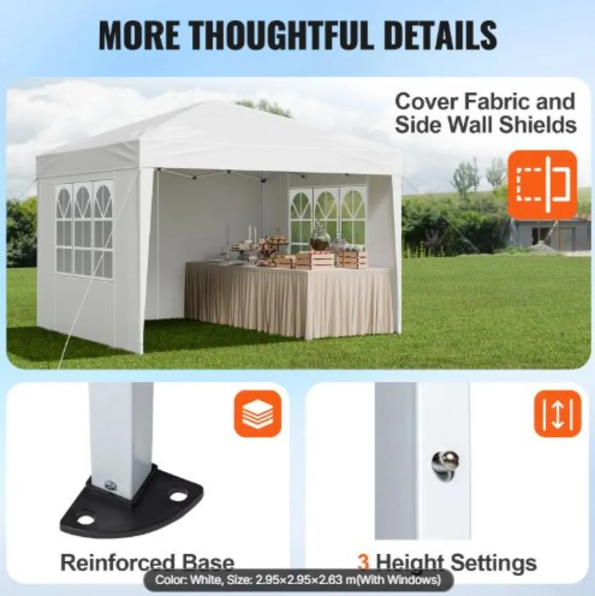 Pop Up Canopy,2.95 x2.95 m Instant Canopy Portable - Image 3