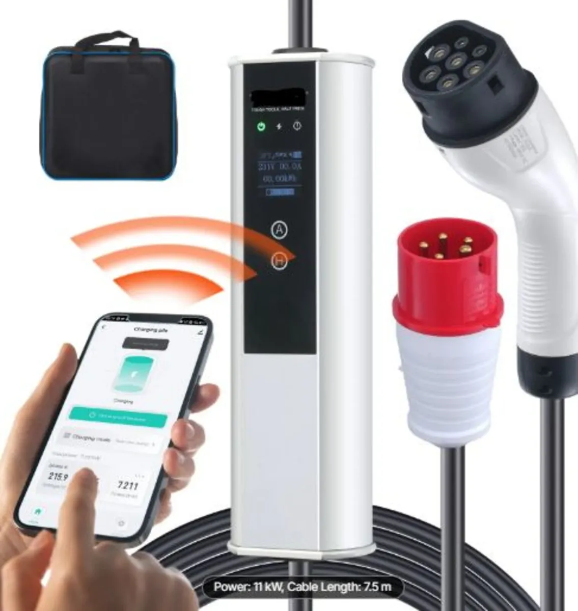 Portable EV Charger Type 2, 16A 3.68 kW/11 kW, - Image 1