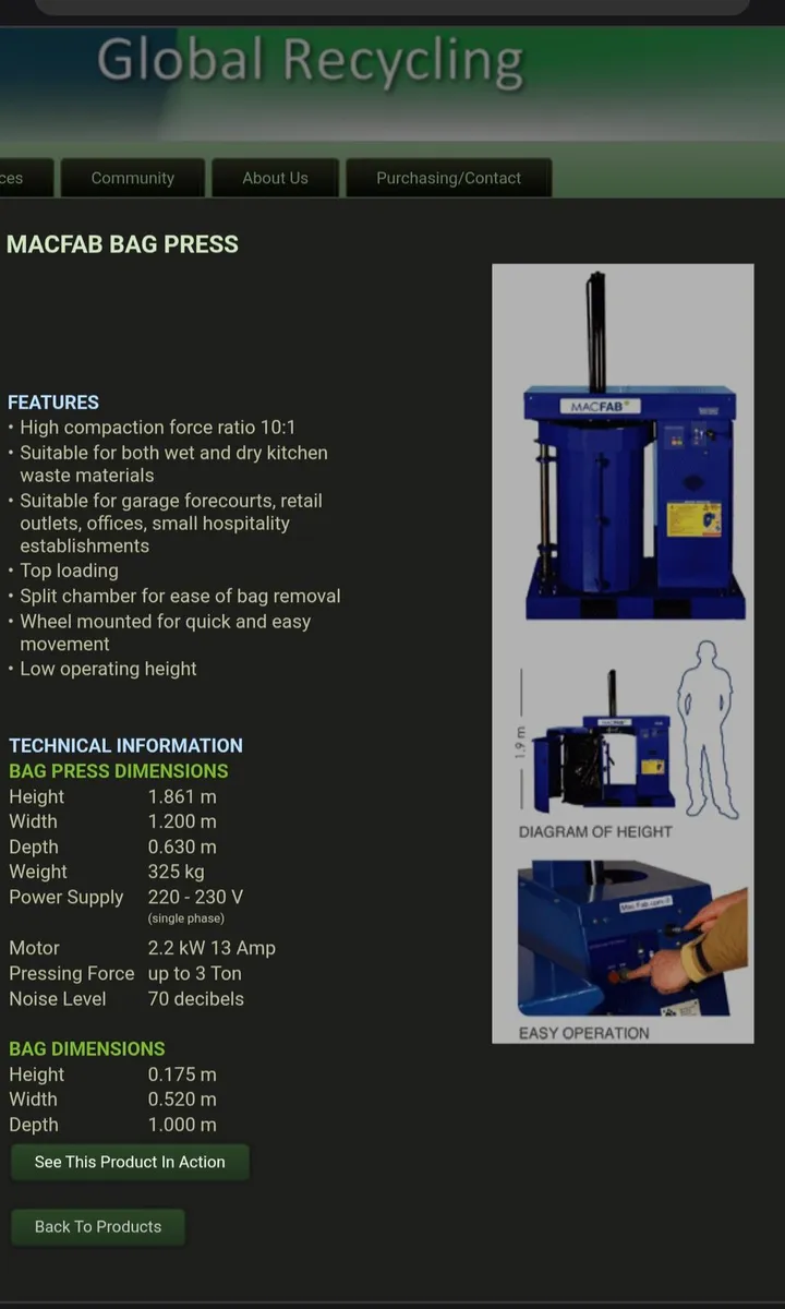 Bag compactor bin press - Image 2