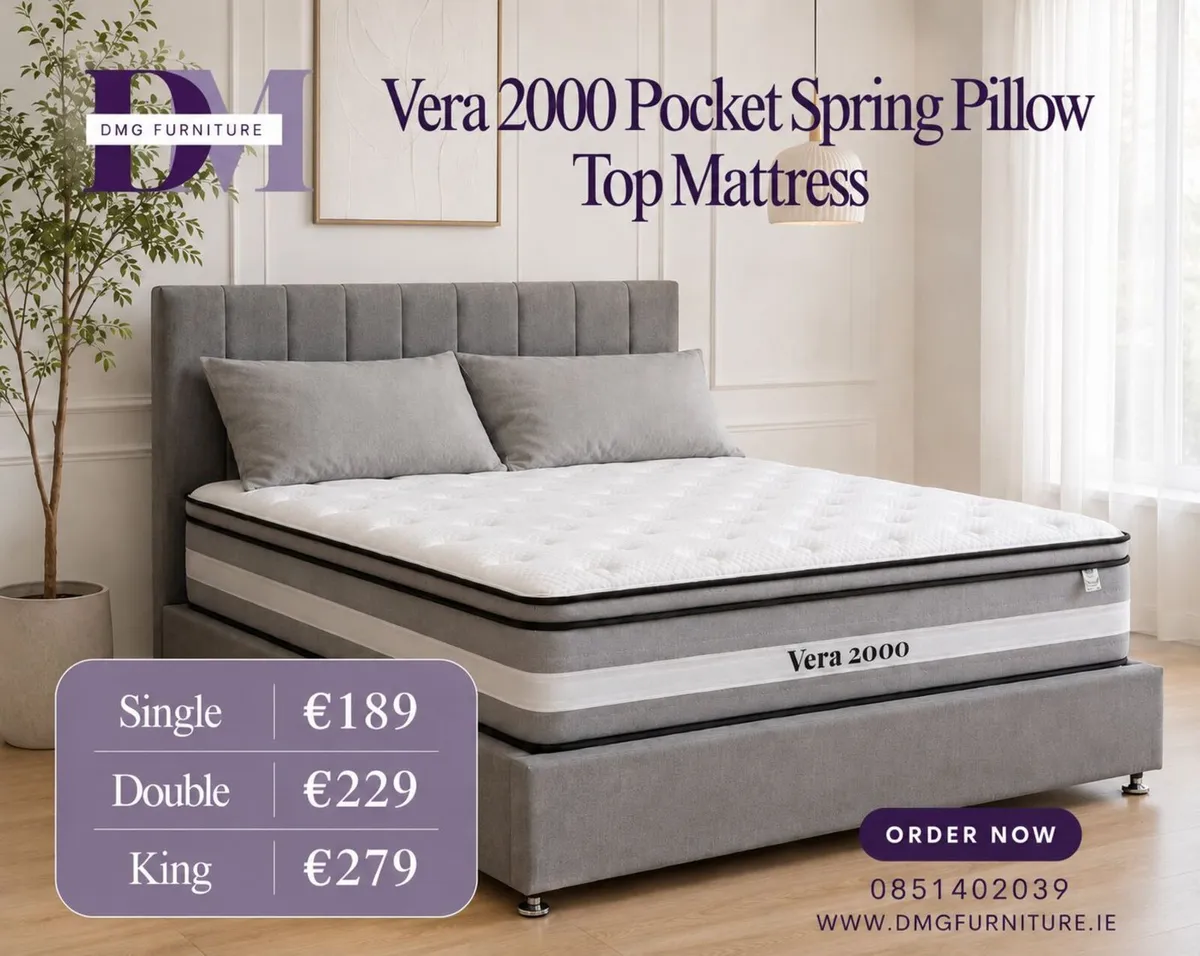 New 12 Inch Vera Pillowtop Pocket Spring Mattress - Image 1