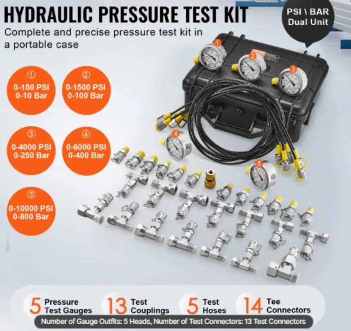 Hydraulic Pressure Test Kit,10/100/250/400/600bar - Image 2