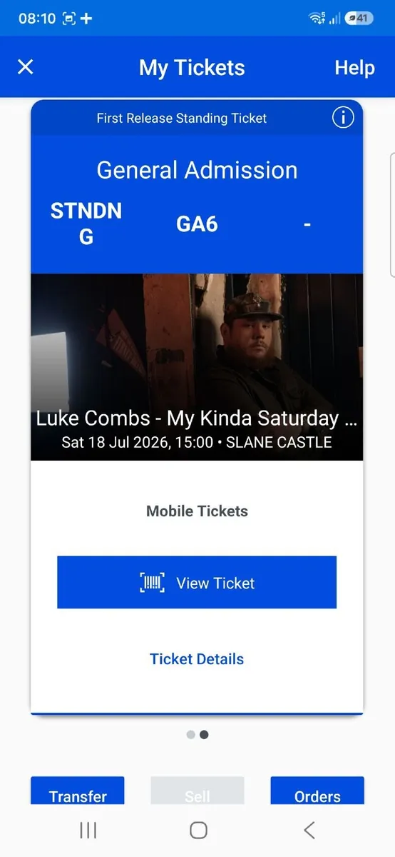 X2 Luke Combs Standing Tickets. 18th July - Image 1