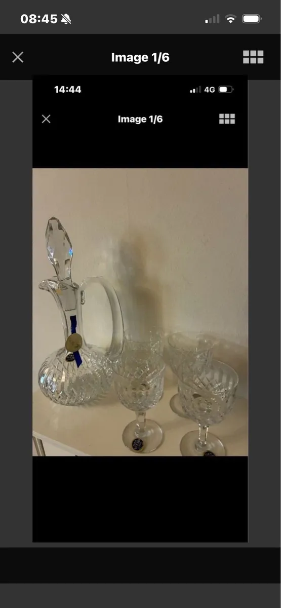 Vintage This Webb Crystal Decanter & Glasses - Image 1