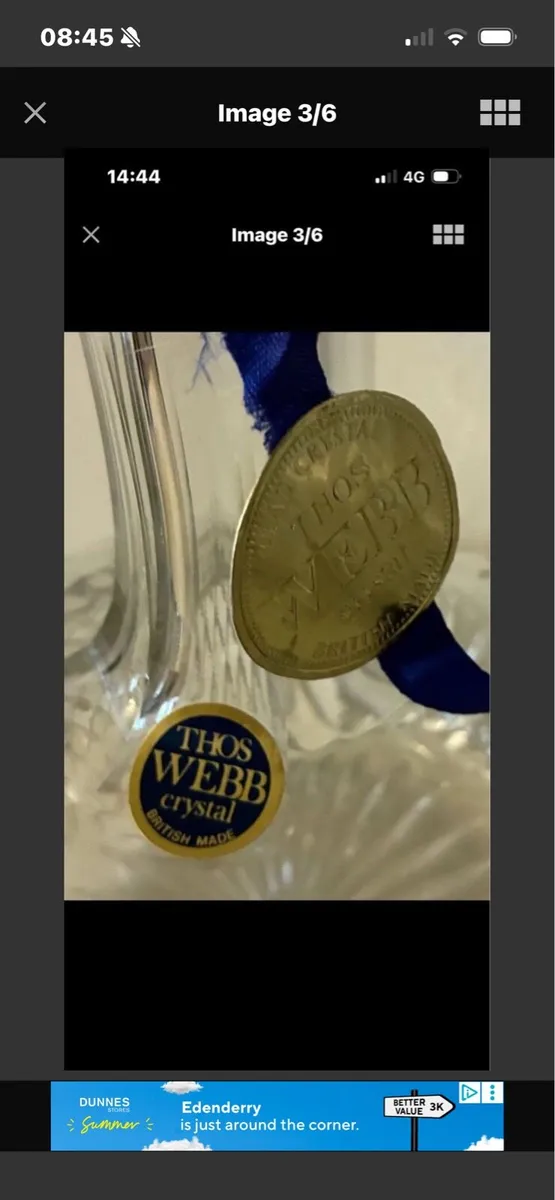 Vintage This Webb Crystal Decanter & Glasses - Image 2