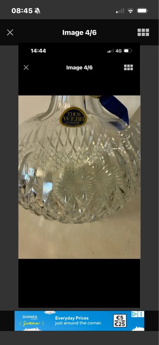 Vintage This Webb Crystal Decanter & Glasses - Image 3