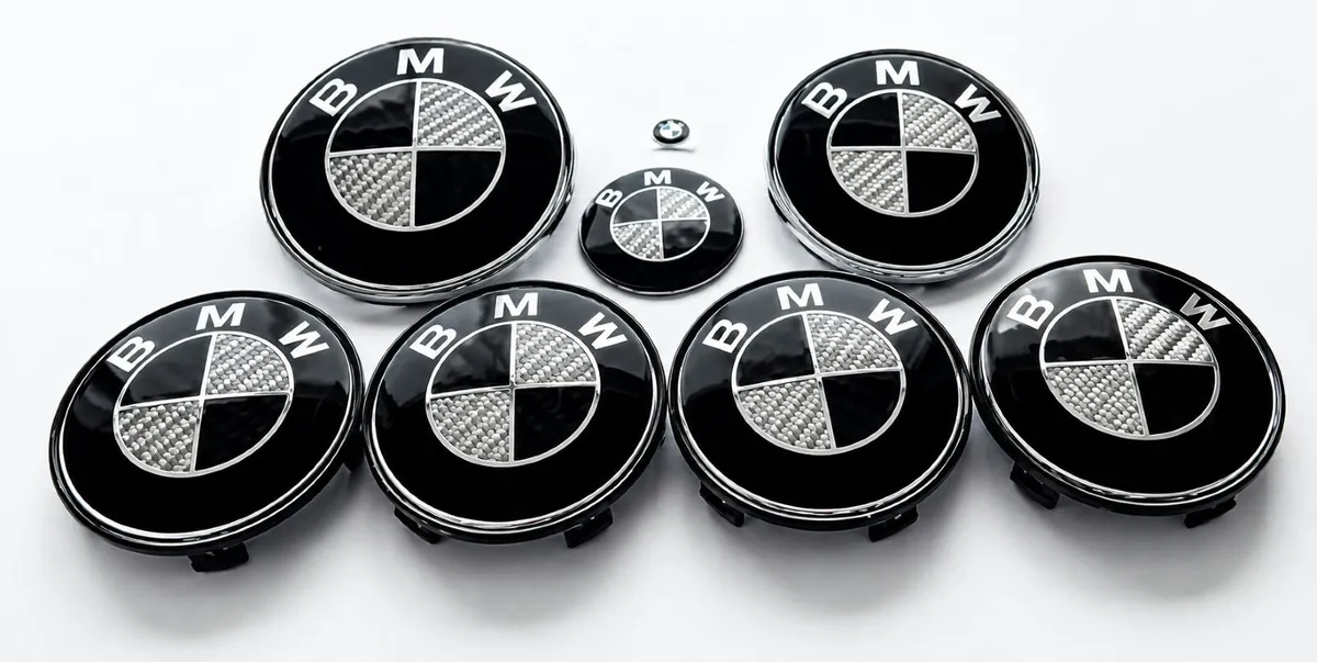 Set of Carbon fiber BMW caps/badges - FREE POST - Image 1