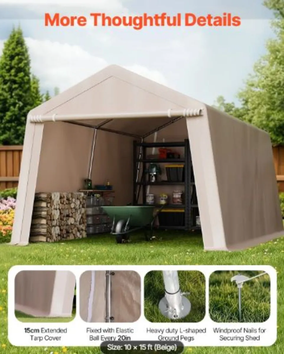Outdoor Storage Shed, 10 x 15 ft Portable Storage - Image 3