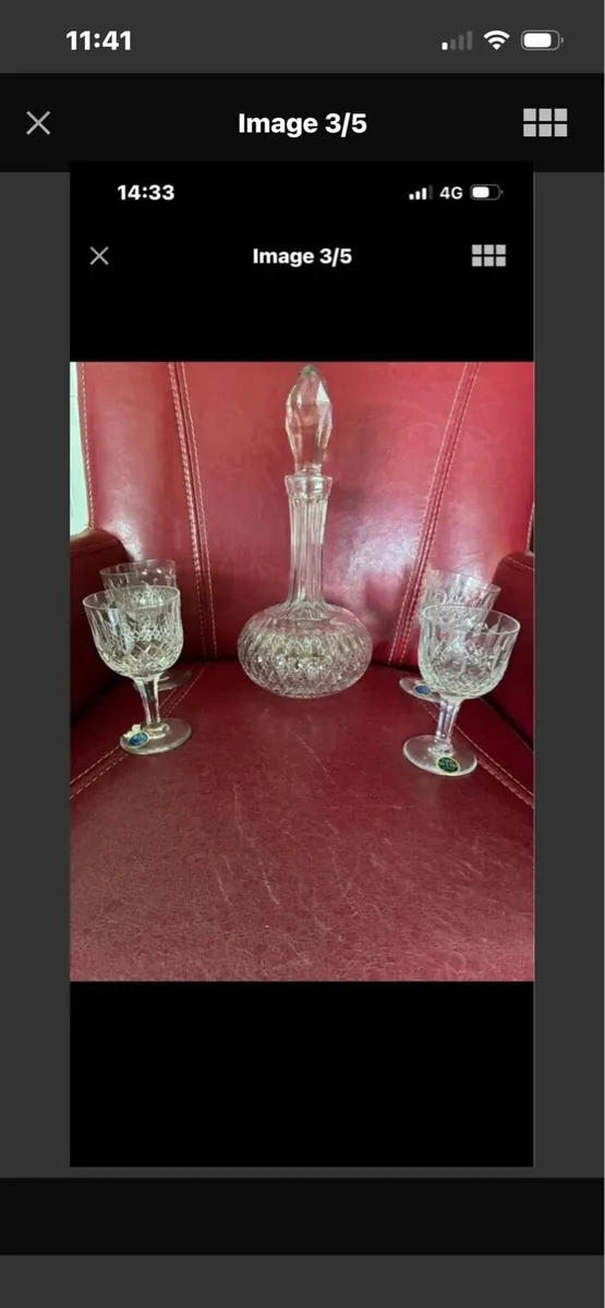 Vintage Thos Webb Crystal Decanter & Glasses Set - Image 1