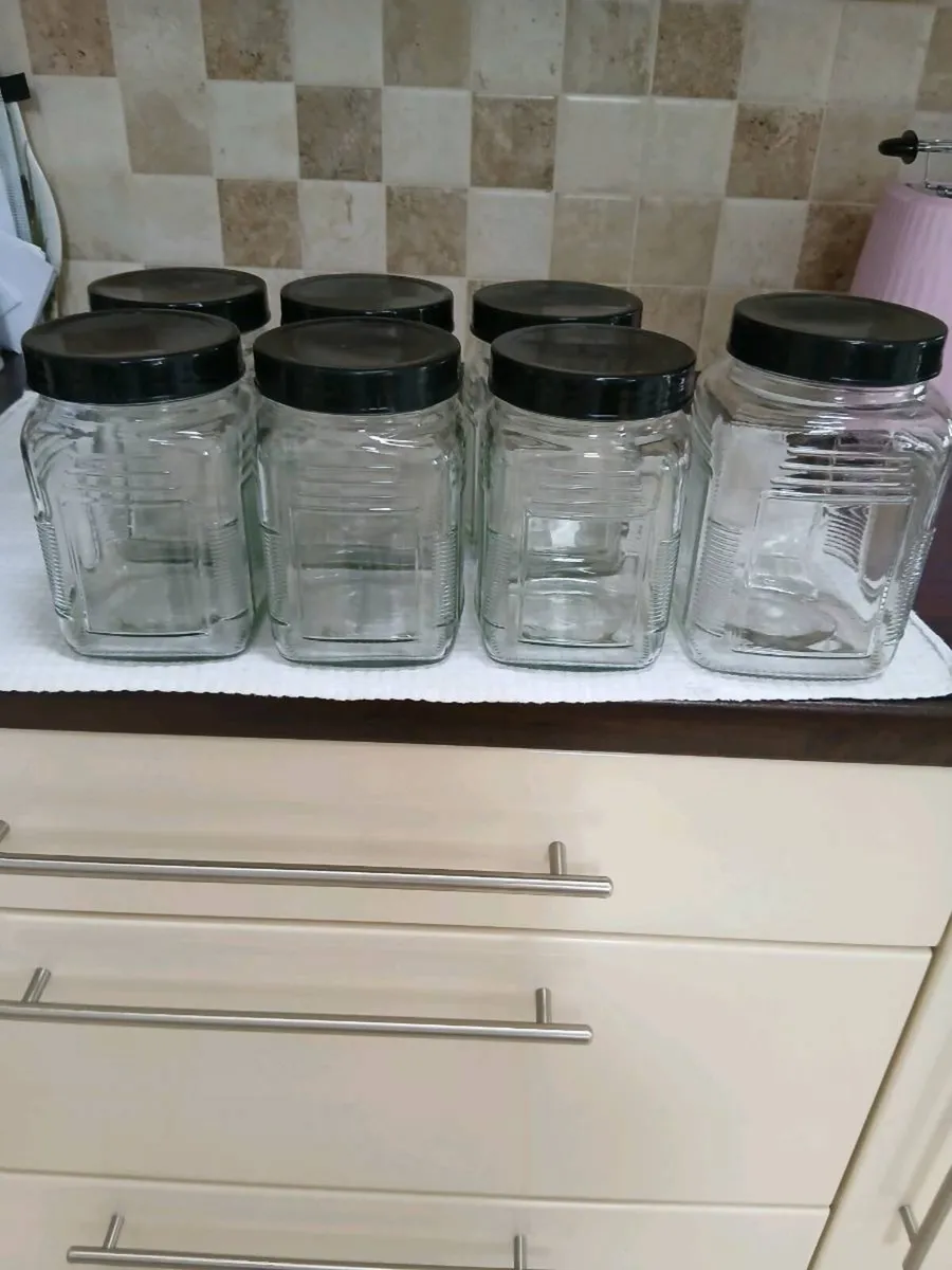 LARGE GLASS JARS WITH LIDS  X. 7 - Image 1