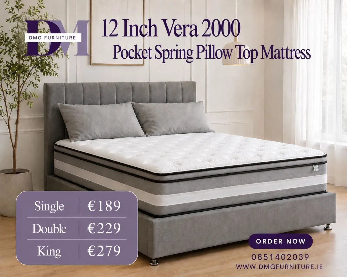 New 12 Inch Vera Pillowtop Pocket Spring Mattress - Image 1