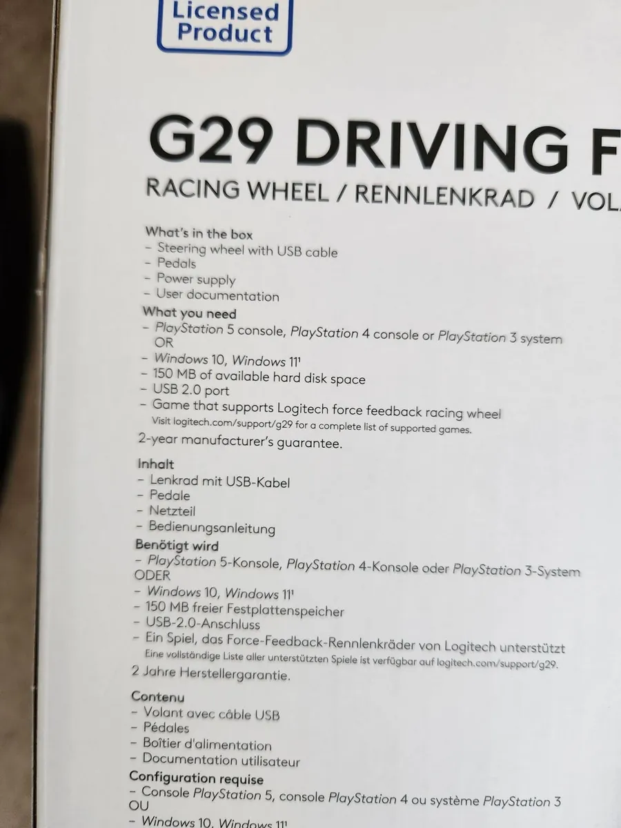 G29 steering wheel and pedals - Image 2