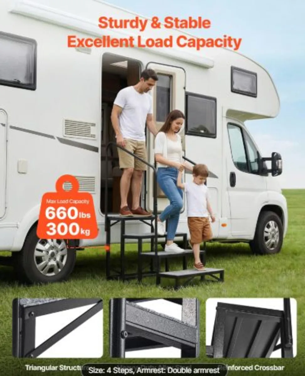 RV Steps with Dual Handrails, 4 Steps, 300 kg Load - Image 2