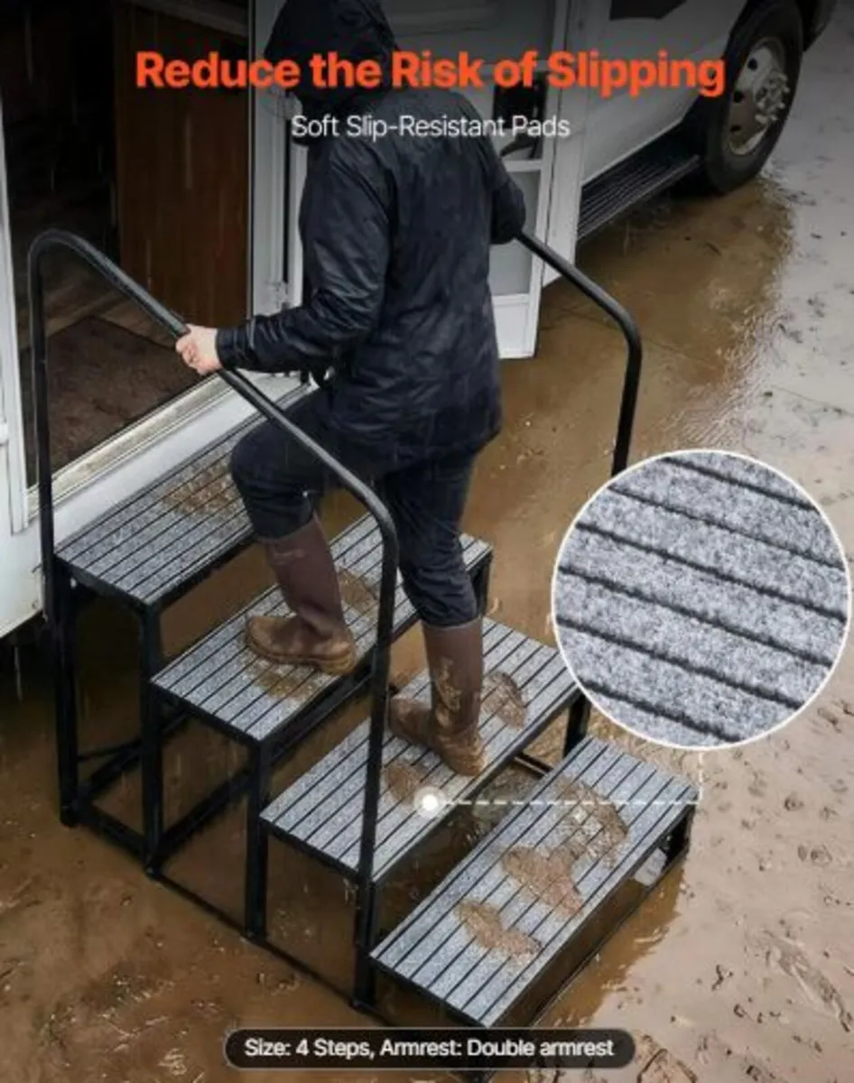 RV Steps with Dual Handrails, 4 Steps, 300 kg Load - Image 3