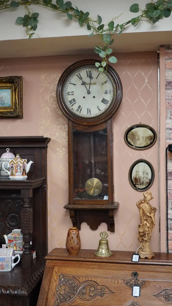 Antique Irish Oak Wall Clock, c.1910 - Image 1