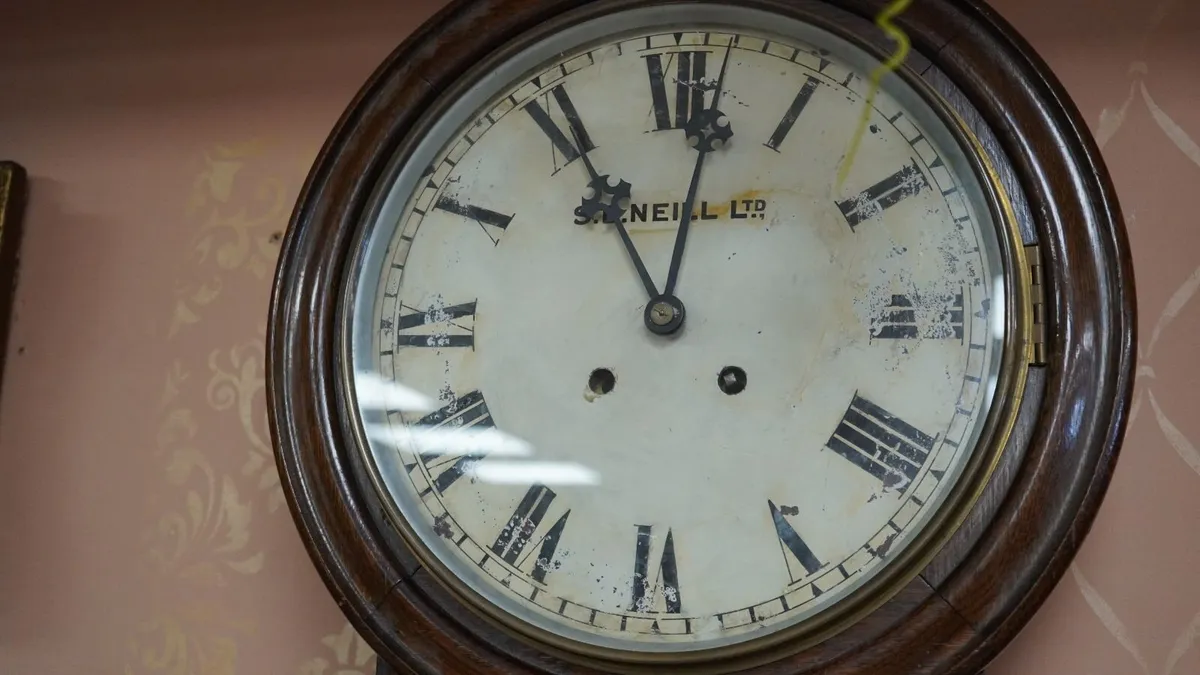 Antique Irish Oak Wall Clock, c.1910 - Image 3