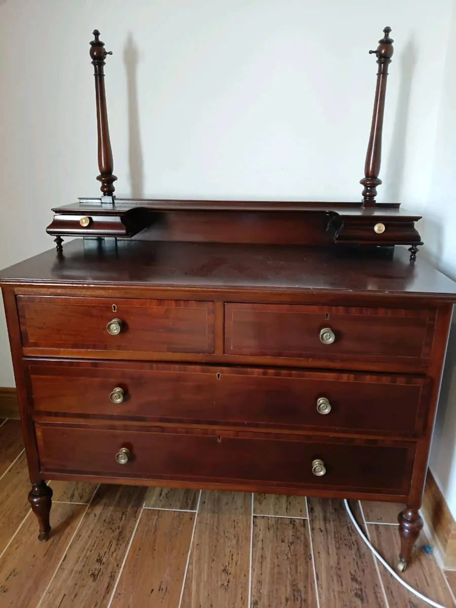 Antique mahogany dressing table with mirror - Image 2