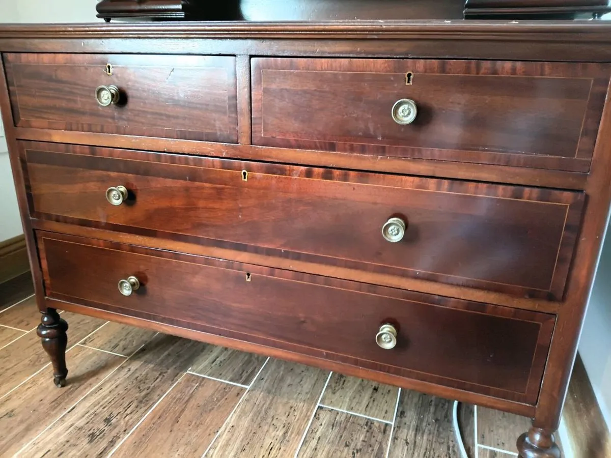 Antique mahogany dressing table with mirror - Image 4