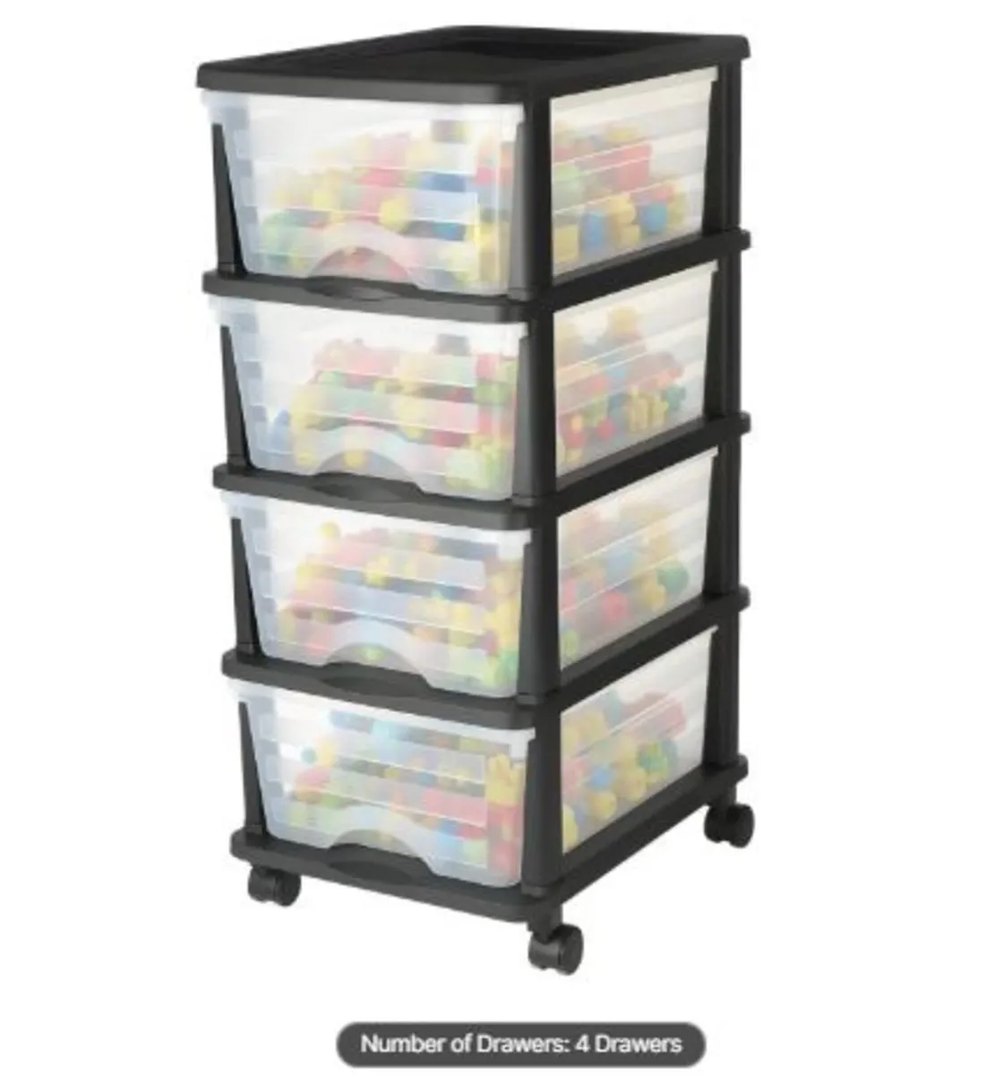 Plastic Storage Drawers Cart, 4 Drawers Storage - Image 1