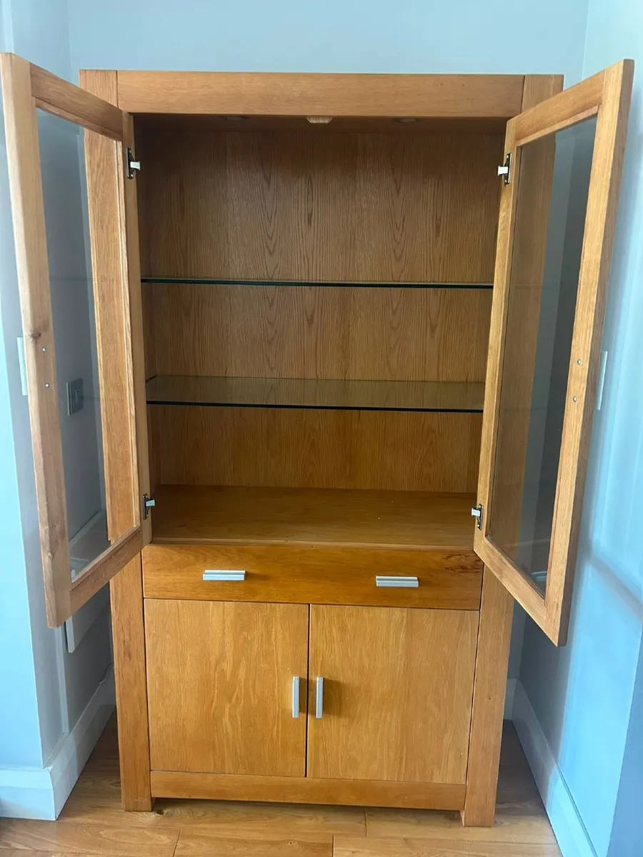 Solid Oak Glass Cabinet - Image 2