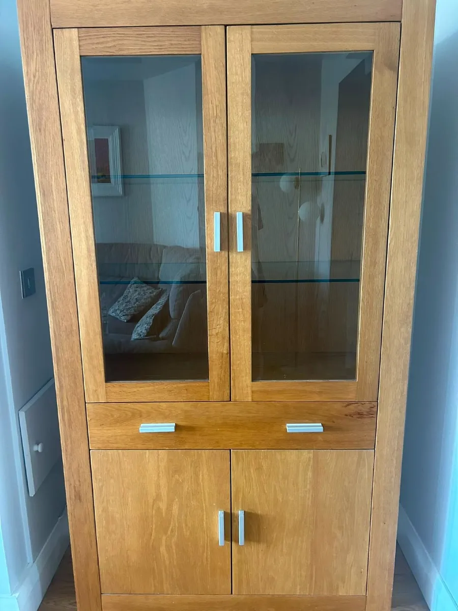 Solid Oak Glass Cabinet - Image 1