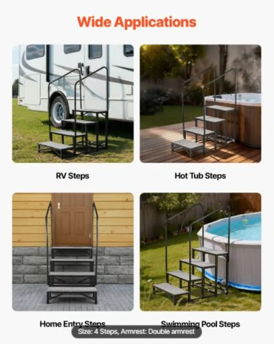 RV Steps with Dual Handrails,4 Steps, 300 kg Load - Image 4