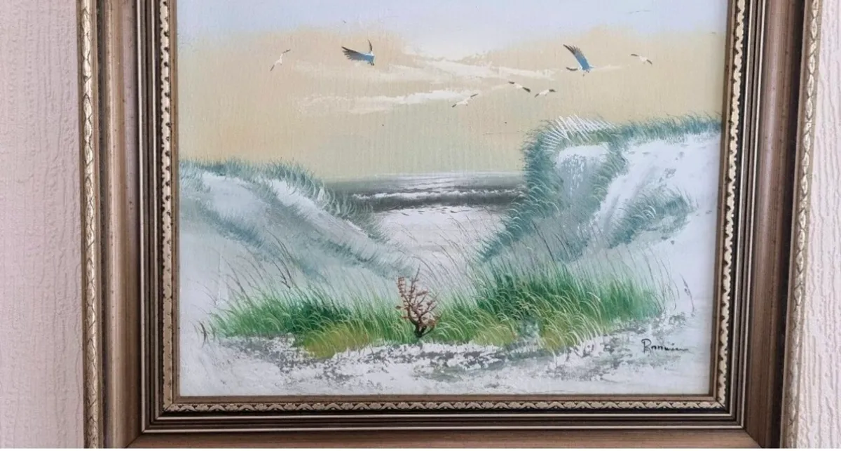 Vintage Seascape oil painting - Image 2