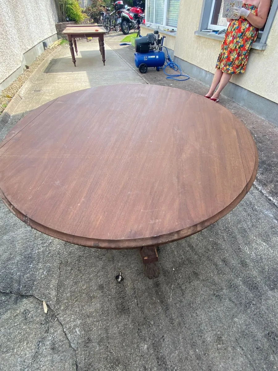 antique mahogany flip top table - Image 2