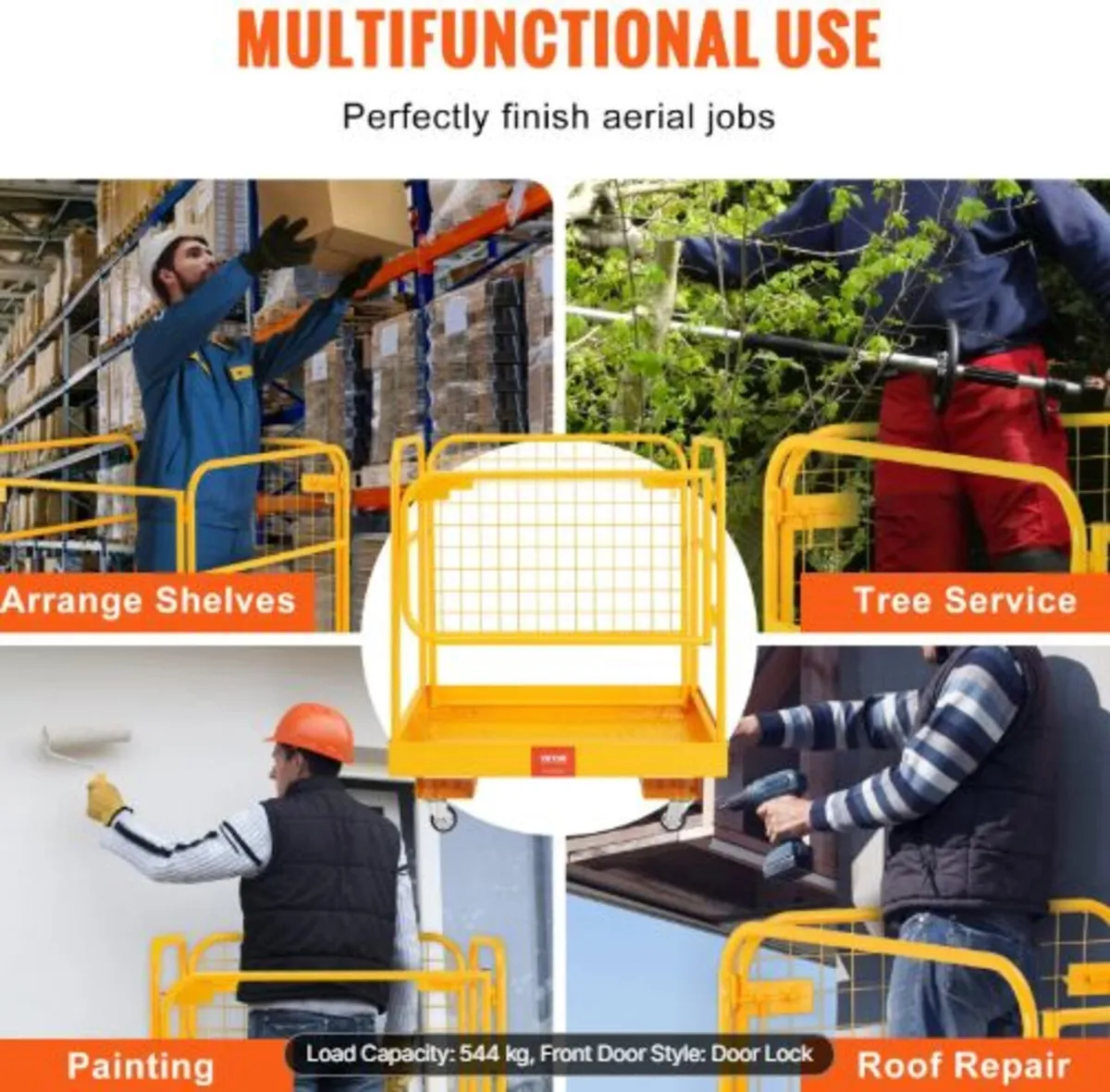Forklift Safety Cage, 544.3 kg Load Capacity, - Image 3