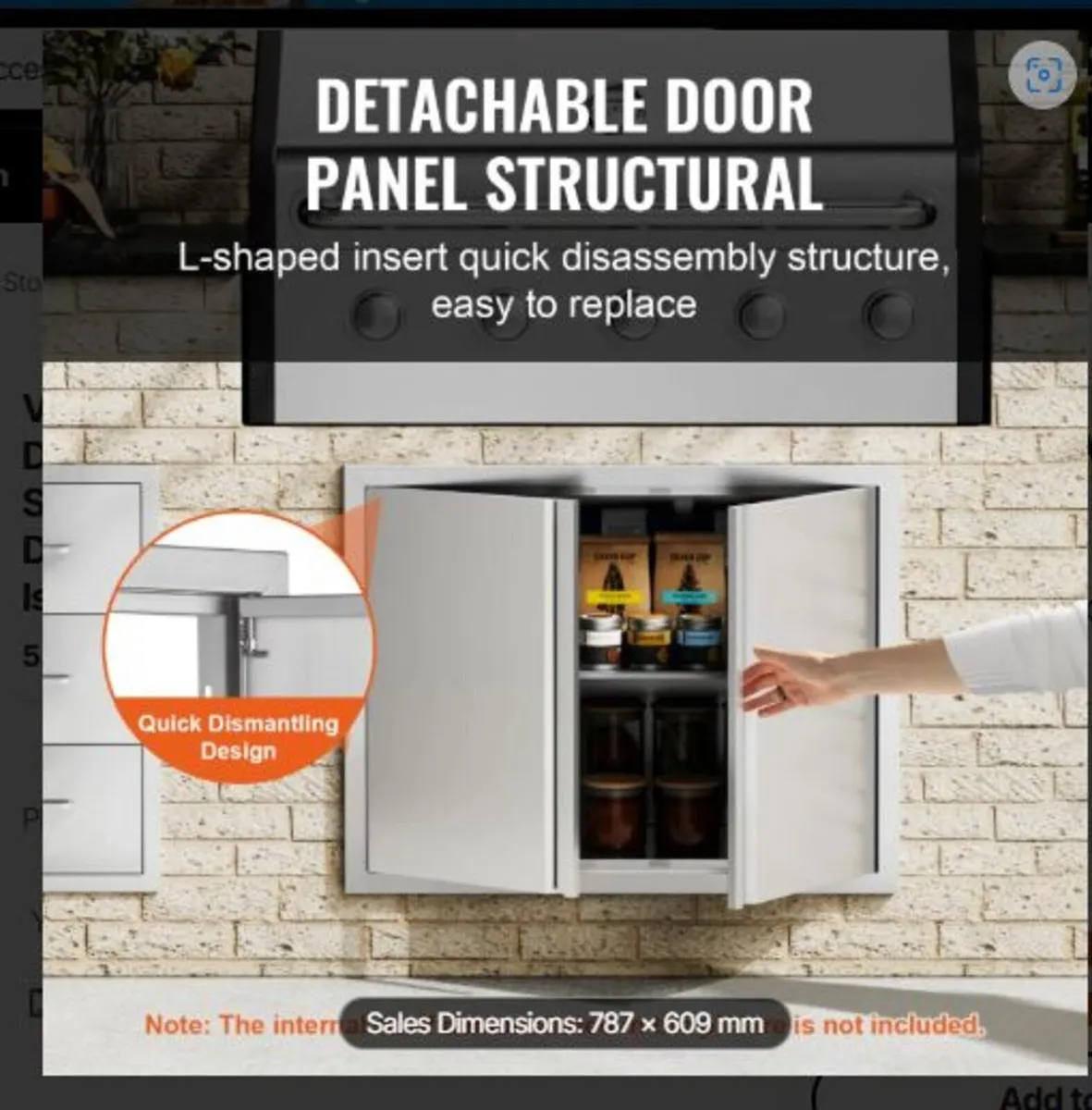 BBQ Access Door, 787x609 mm Double Outdoor Kitchen - Image 3