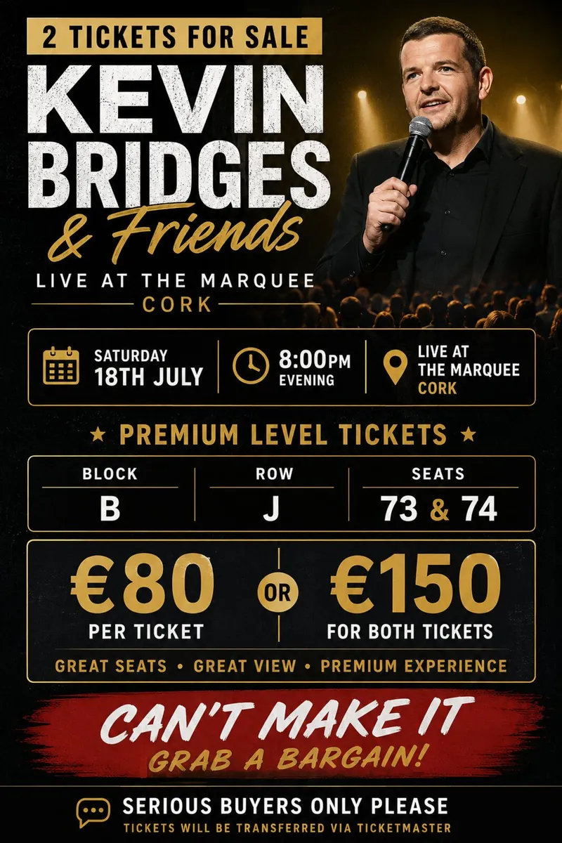 Premium seat Tickets for Kevin Bridges Comedy Gig