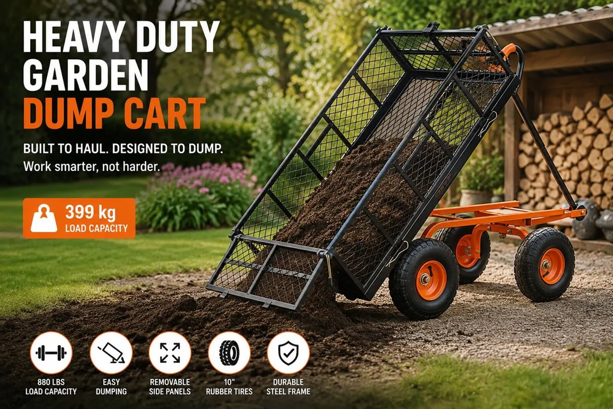Heavy Duty Garden Dump Cart 399kg (880 lb) with Du - Image 2
