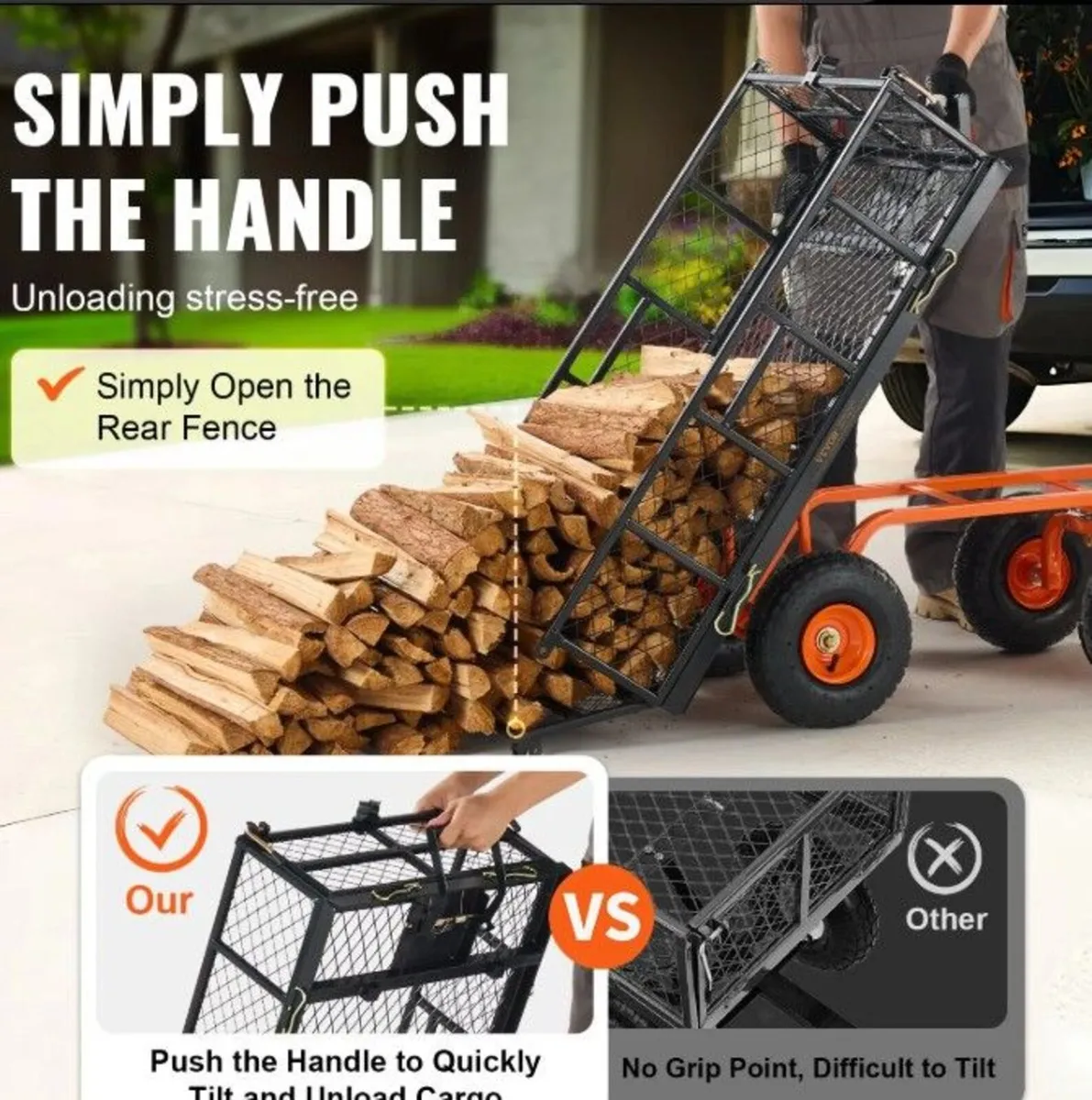Heavy Duty Garden Dump Cart 399kg (880 lb) with Du - Image 4