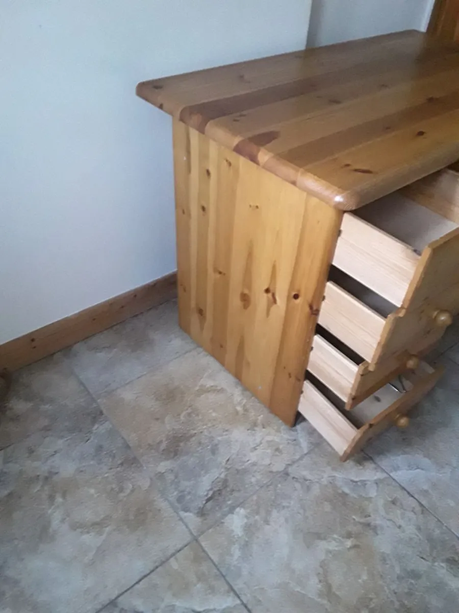 Extremely heavy solid pine writing desk - Image 3