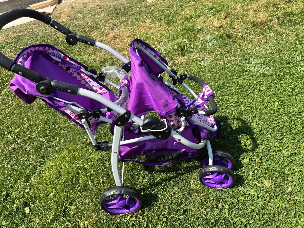 Toy - Double Doll  Pram  Stroller - Image 3