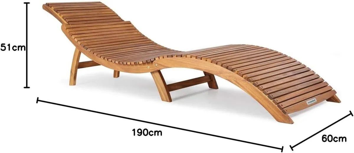 Set of 2 Foldable Wooden Sun Loungers FSC Acacia G - Image 4