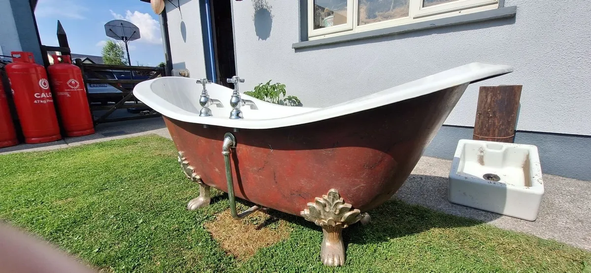 Cast iron double slipper bath - Image 4