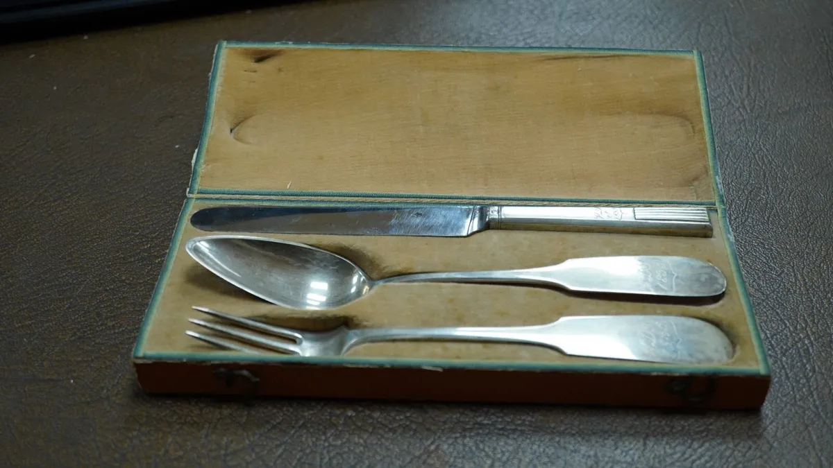 Antique Cased Travelling Silver Cutlery Set - Image 2