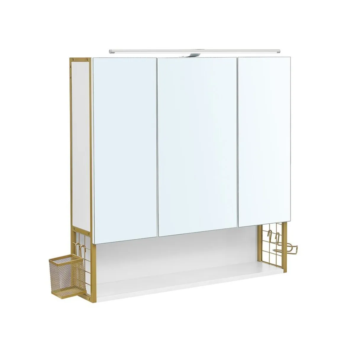 LED Mirrored Bathroom Cabinet with Storage, Basket - Image 3